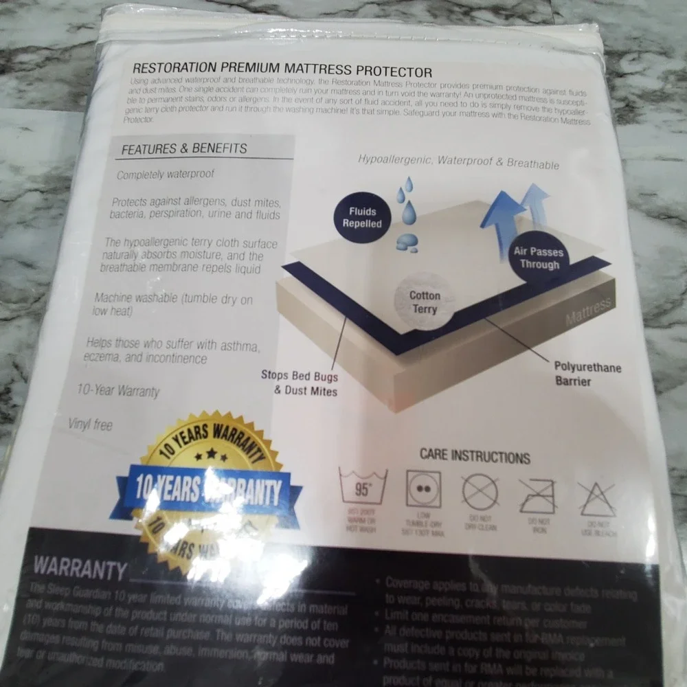 Sleep Guardian‎ Premium King Size White Waterproof Mattress Protector